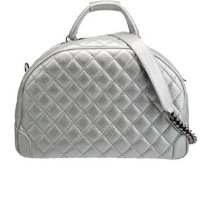 Chanel silver airlines round trip bowling bag